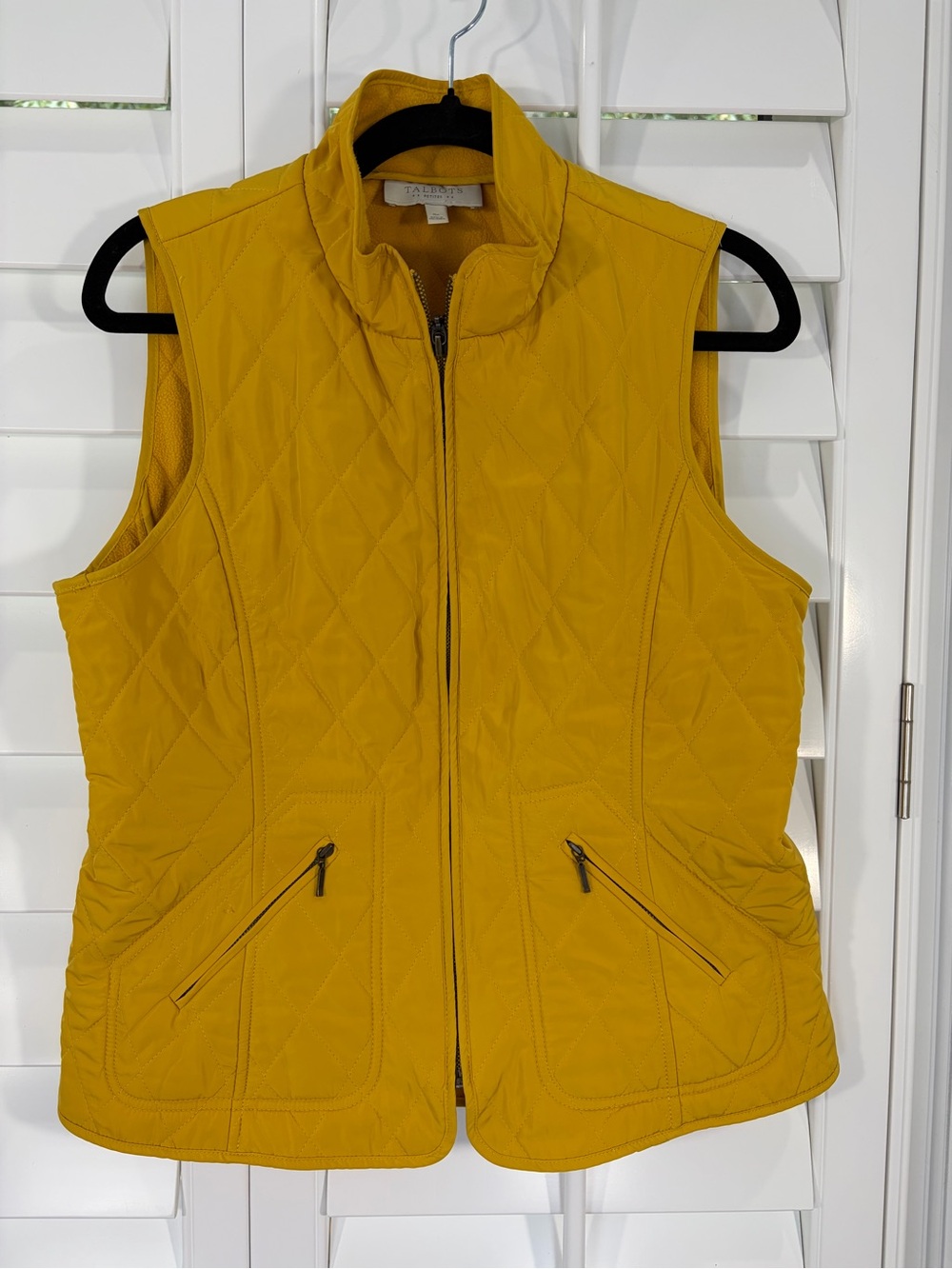 Talbots Mustard Yellow Quilted Zip-Front Vest (SP)